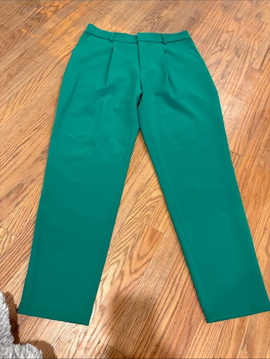 INC International Concepts Pants - INC Tapered Leg Trousers Womens Size M Green Good High Rise Pleated Front